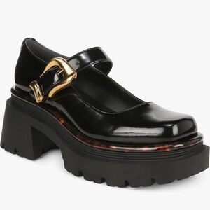 Black and Gold Platform Mary Jane Shoes